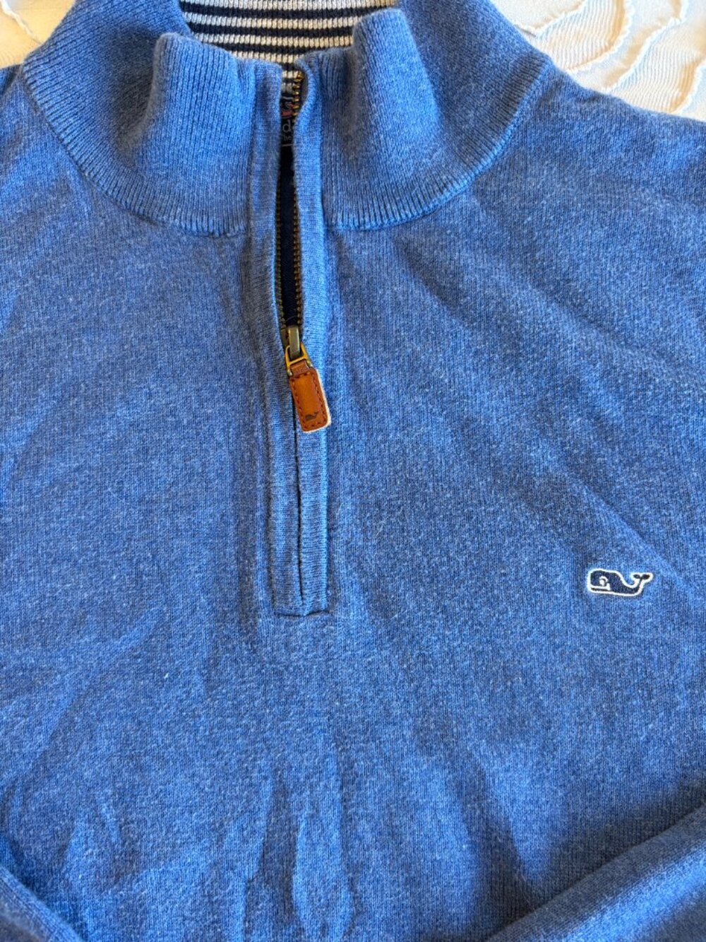 Vineyard Vines Palm Beach Cashmere Blend 1/4 Zip Sweater - Light Blue - Picture 2 of 4